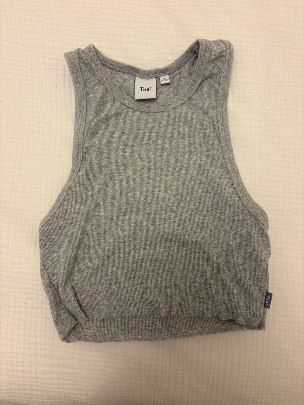 TNA Gray Ribbed Cropped Tank Top